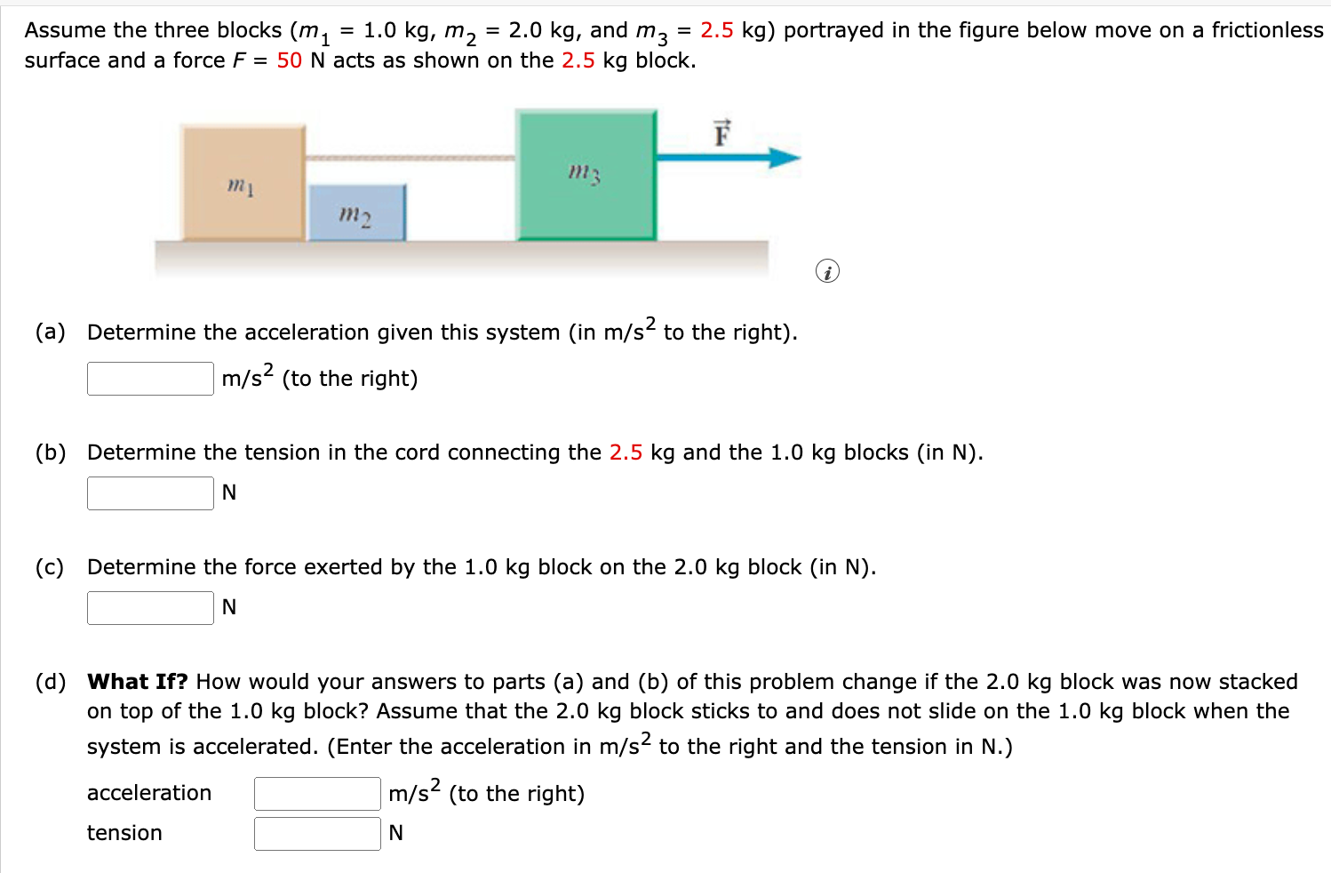 Solved Assume the three blocks (m1=1.0 kg,m2=2.0 kg, and | Chegg.com