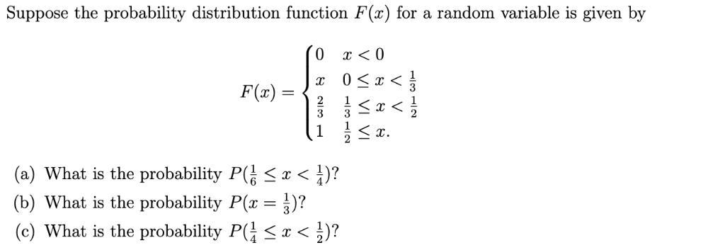 Solved Suppose the probability distribution function F(x) | Chegg.com