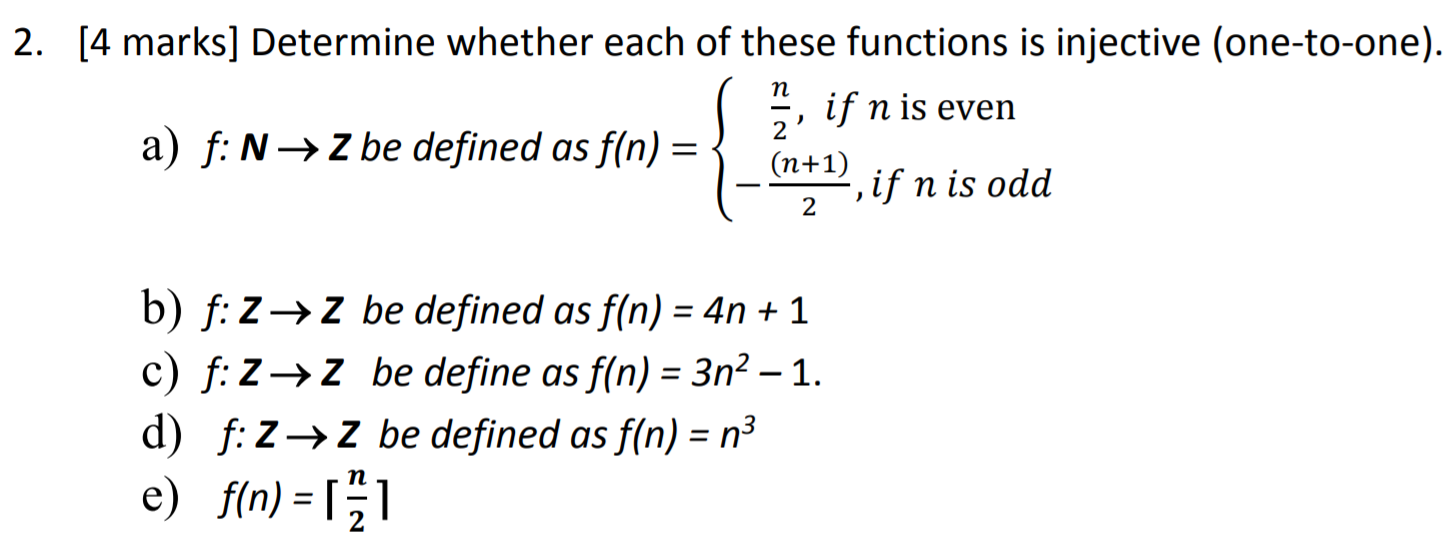 Solved 2 4 Marks Determine Whether Each Of These Funct Chegg Com