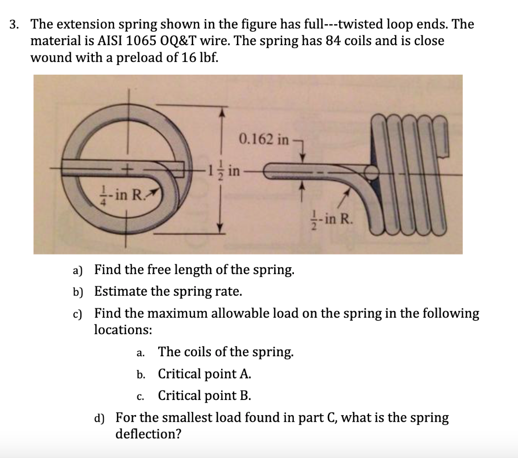 The Extension Spring Shown In The Figure Has | Chegg.com