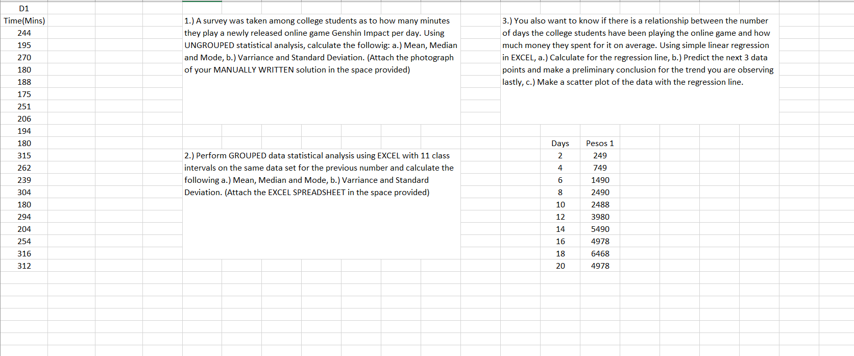 Solved 2.) Perform GROUPED data statistical analysis using | Chegg.com