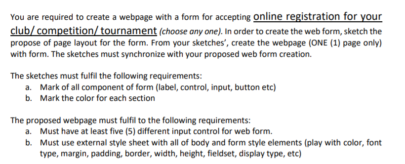 Solved You are required to create a webpage with a form for | Chegg.com