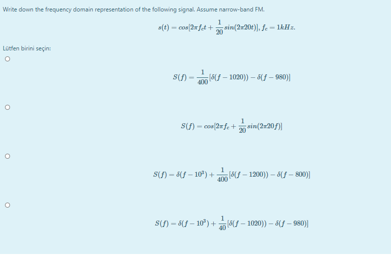 Solved Write down the frequency domain representation of the | Chegg.com