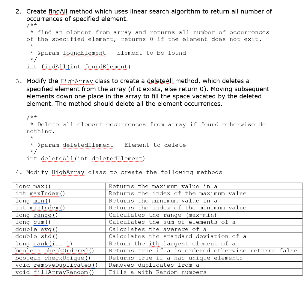 Solved 2. Create findAll method which uses linear search | Chegg.com