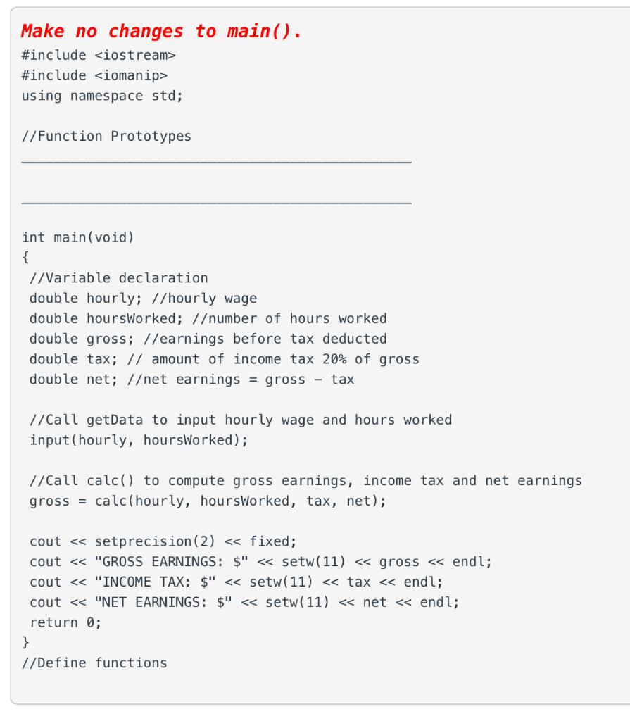 Solved C++ The program below computes a person's gross