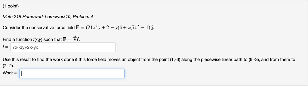 Solved (1 point) Math 215 Homework homework10, Problem 4 | Chegg.com