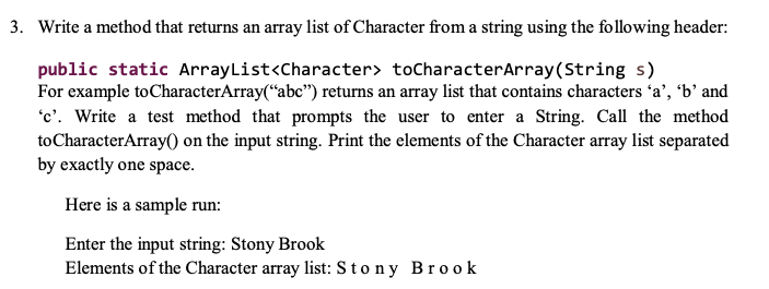 Solved 3. Write a method that returns an array list of | Chegg.com