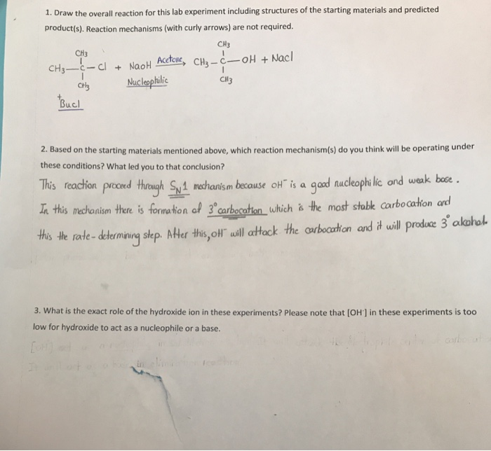 Solved 1. Draw the overall reaction for this lab experiment