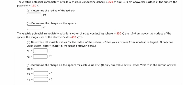 Solved The Electric Potential Immediately Outside A Charged | Chegg.com