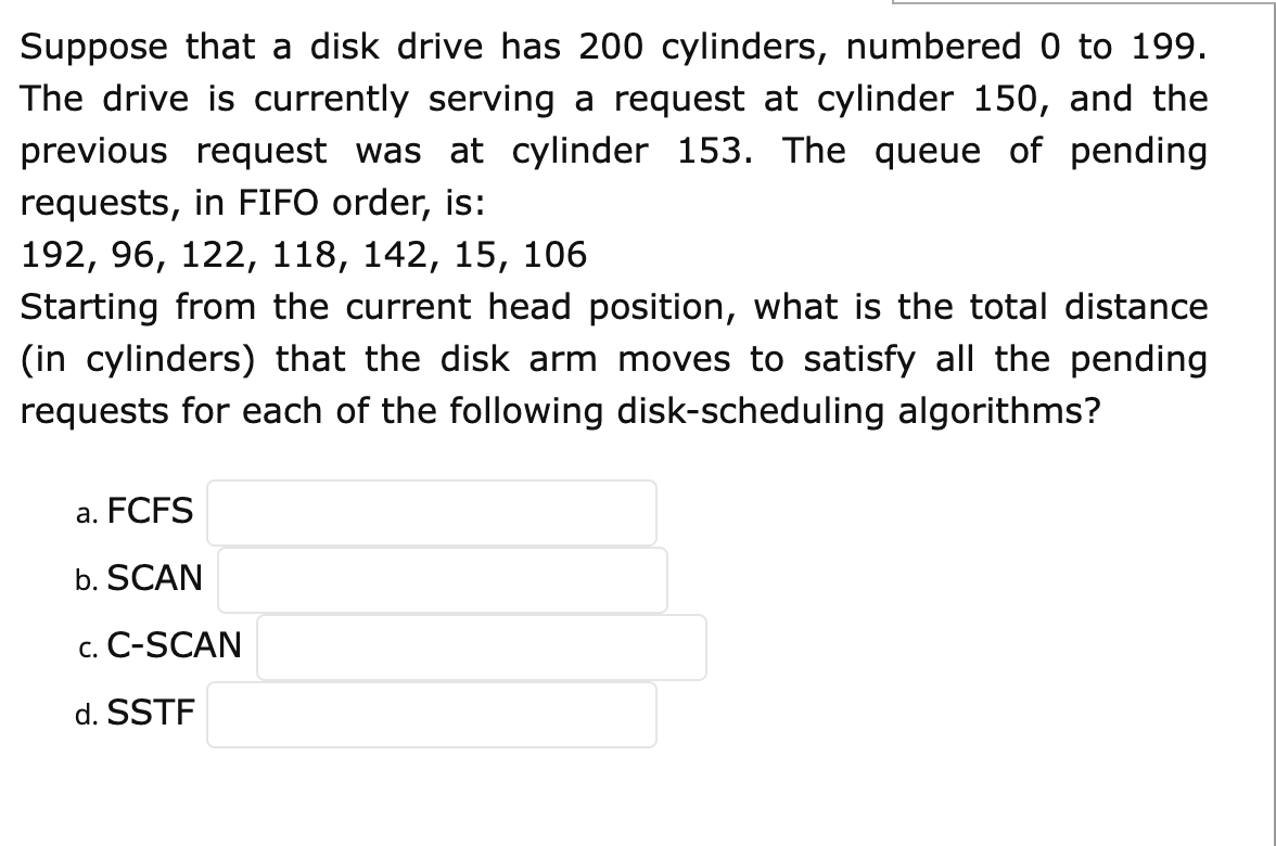 Solved Suppose That A Disk Drive Has 200 Cylinders Numbered