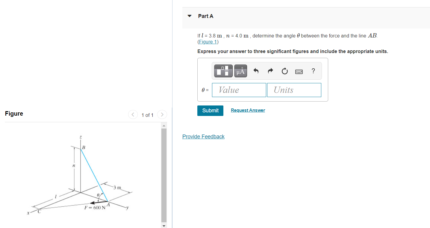 Solved Part A If I = 3.8 m, n = 4.0 m, determine the angle | Chegg.com