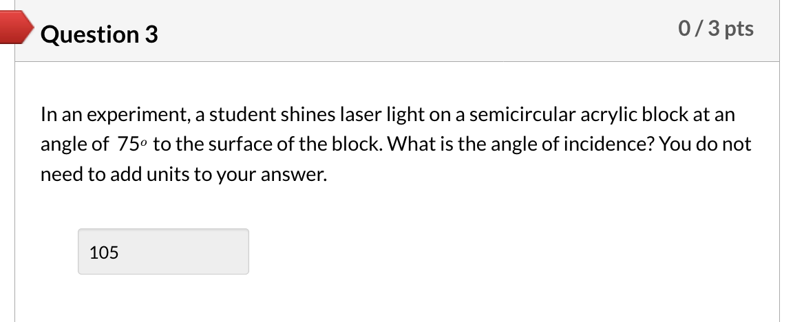 Solved Question 3 0/3 pts In an experiment, a student shines | Chegg.com