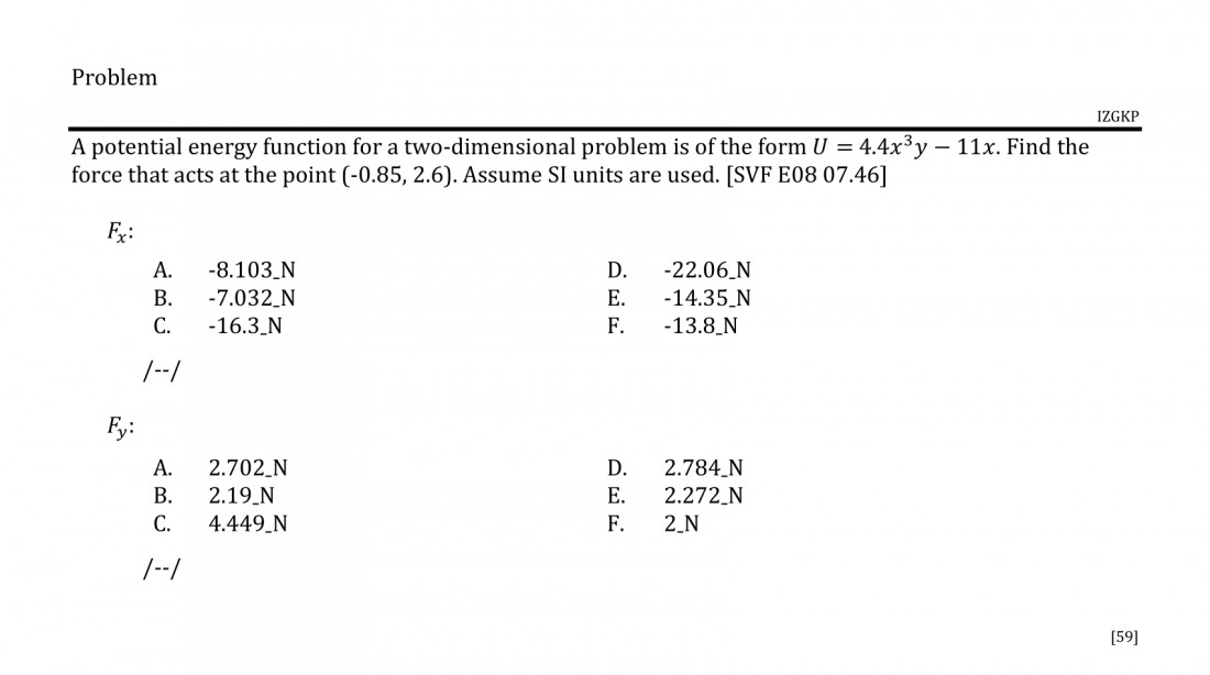 Solved Problem IZGKP A potential energy function for a | Chegg.com