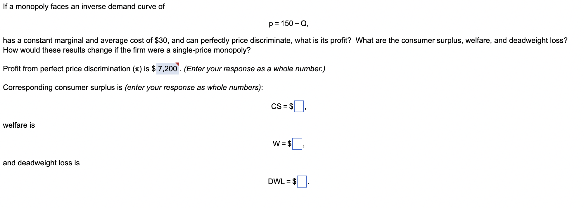 Solved If a monopoly faces an inverse demand curve of