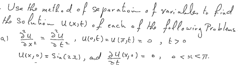 Solved - Use the method of separation of variables to find | Chegg.com