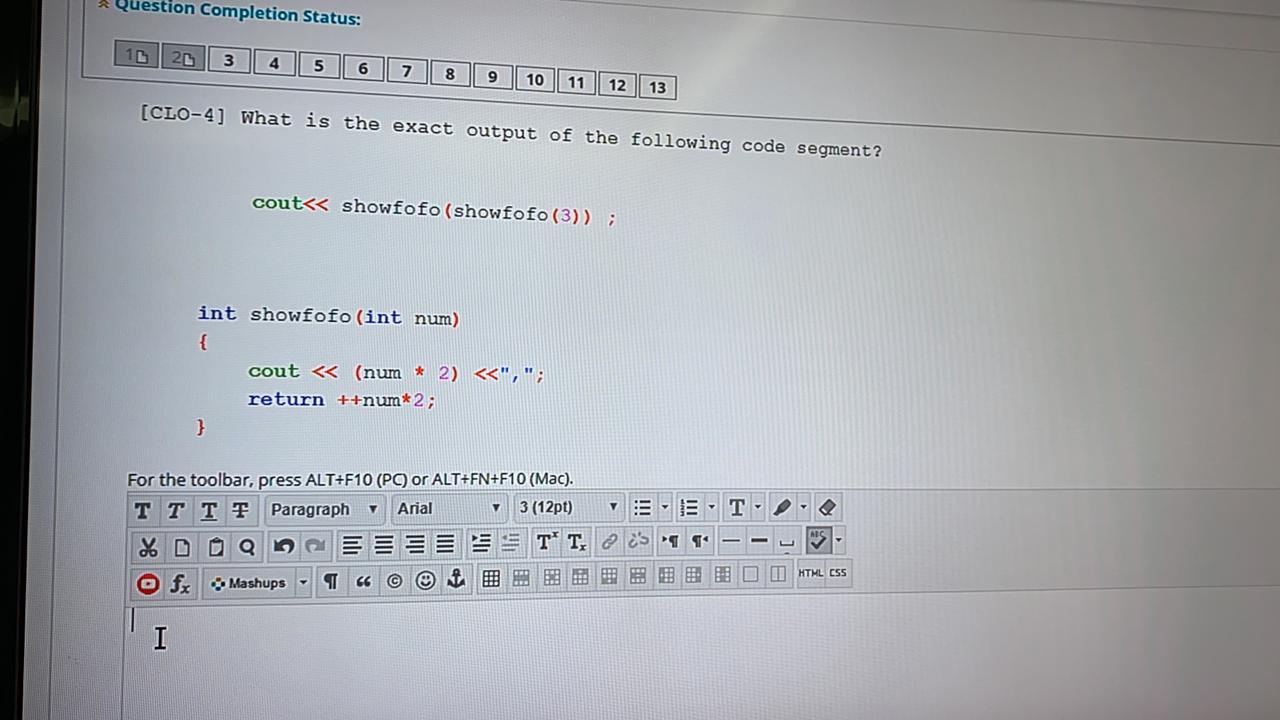 Solved 2. 3 4 5 6 7 8 9 10 11 12 13 Question 2 (CLO-4] | Chegg.com