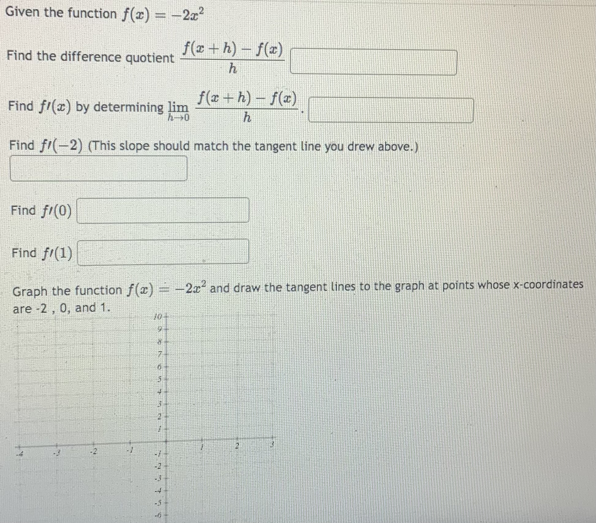 Solved Given the function f(x)=−2x2 Find the difference | Chegg.com