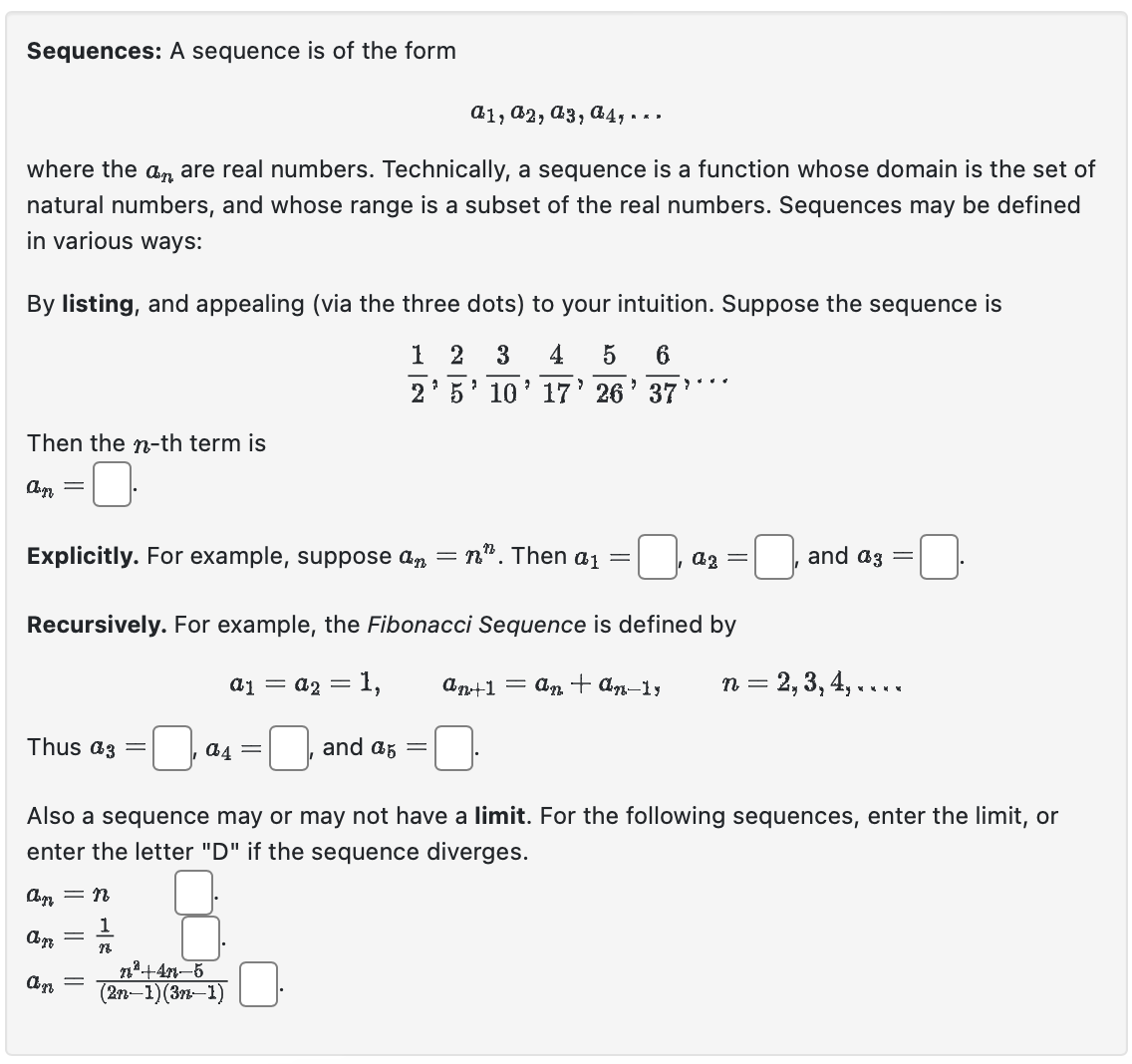 Solved Sequences: A sequence is of the form a1,a2,a3,a4,… | Chegg.com