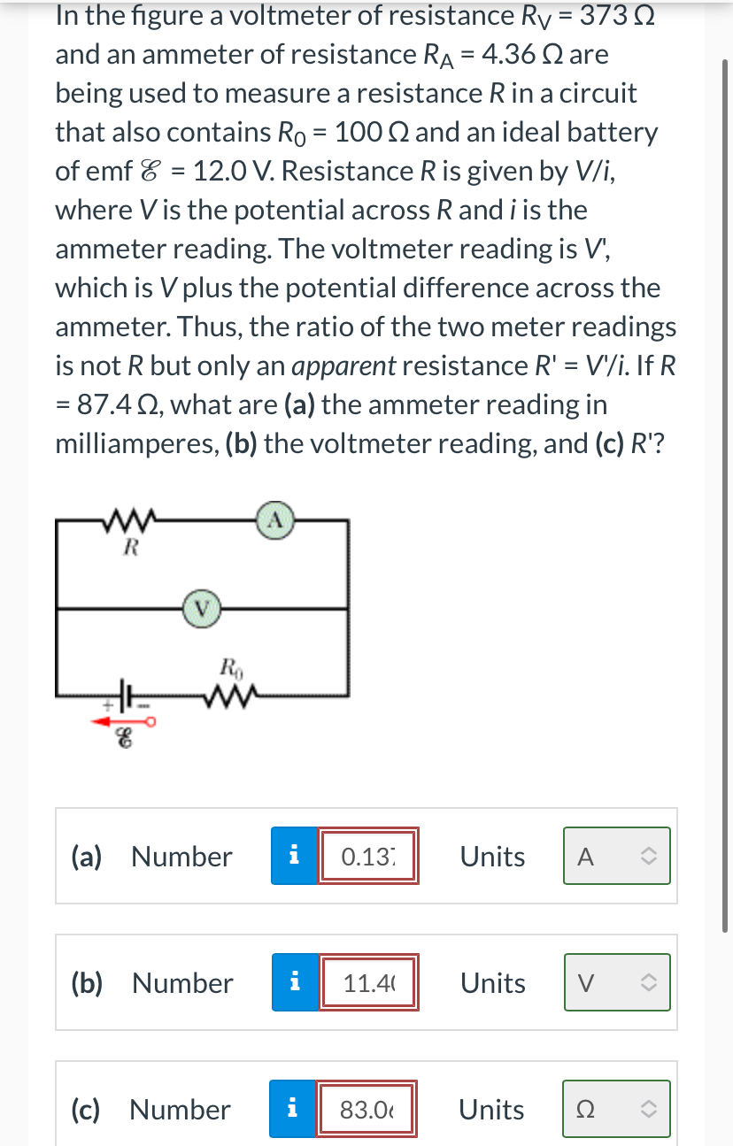 Solved In ﻿the figure a voltmeter of ﻿resistance RV=373Ωand