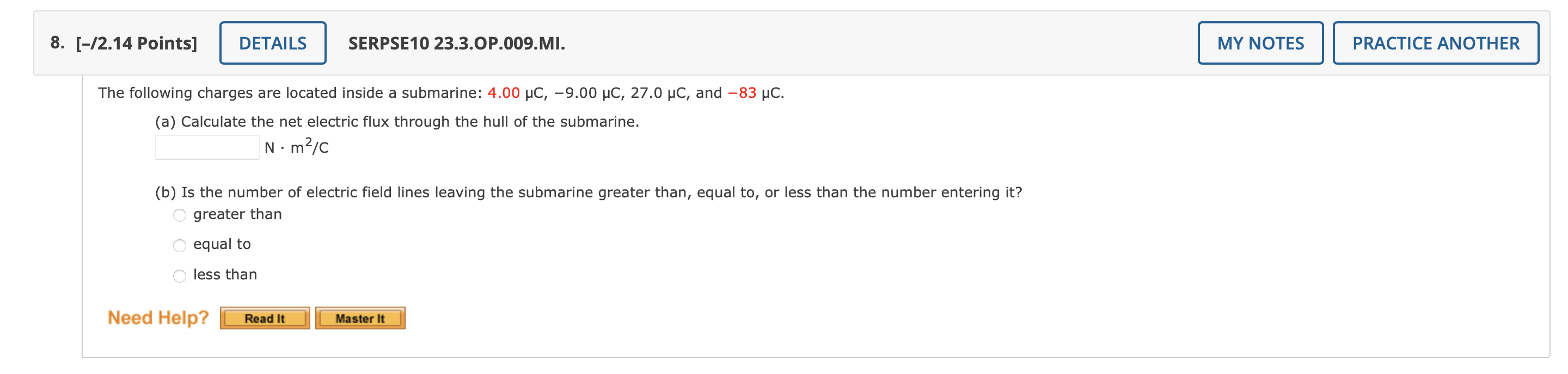 Solved 8. [-/2.14 Points] DETAILS SERPSE10 23.3.OP.009.MI. | Chegg.com