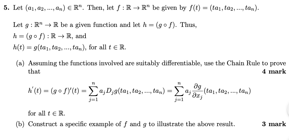 Solved 5 Let A1 An Er Then Let F R Rº Chegg Com