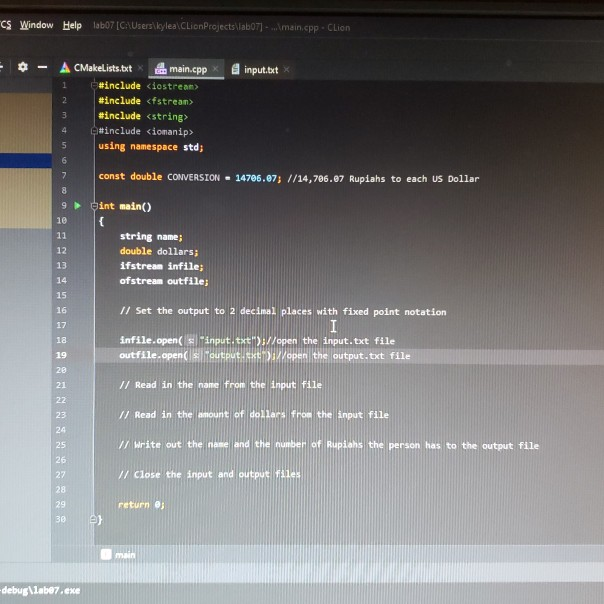 Solved How do I read the name on the input file and not the | Chegg.com