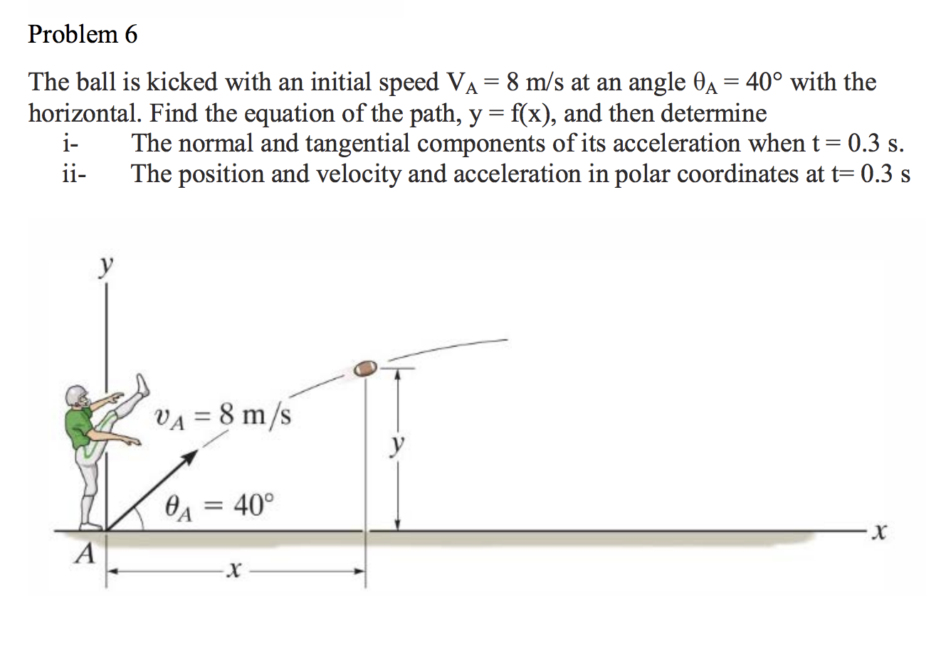 Solved Problem 6 The Ball Is Kicked With An Initial Speed | Chegg.com