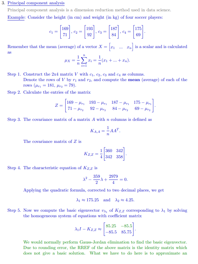 Solved 3. Principal component analysis Principal component | Chegg.com