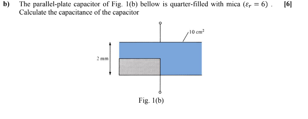 Solved B) = The Parallel-plate Capacitor Of Fig. 1(b) Bellow | Chegg.com