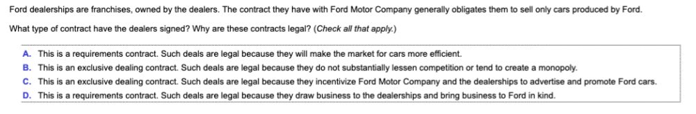 Solved Ford dealerships are franchises, owned by the | Chegg.com