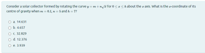 Solved Consider a solar collector formed by rotating the | Chegg.com