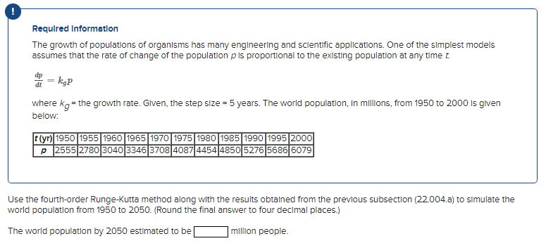 Solved Requlred Information The growth of populations of | Chegg.com
