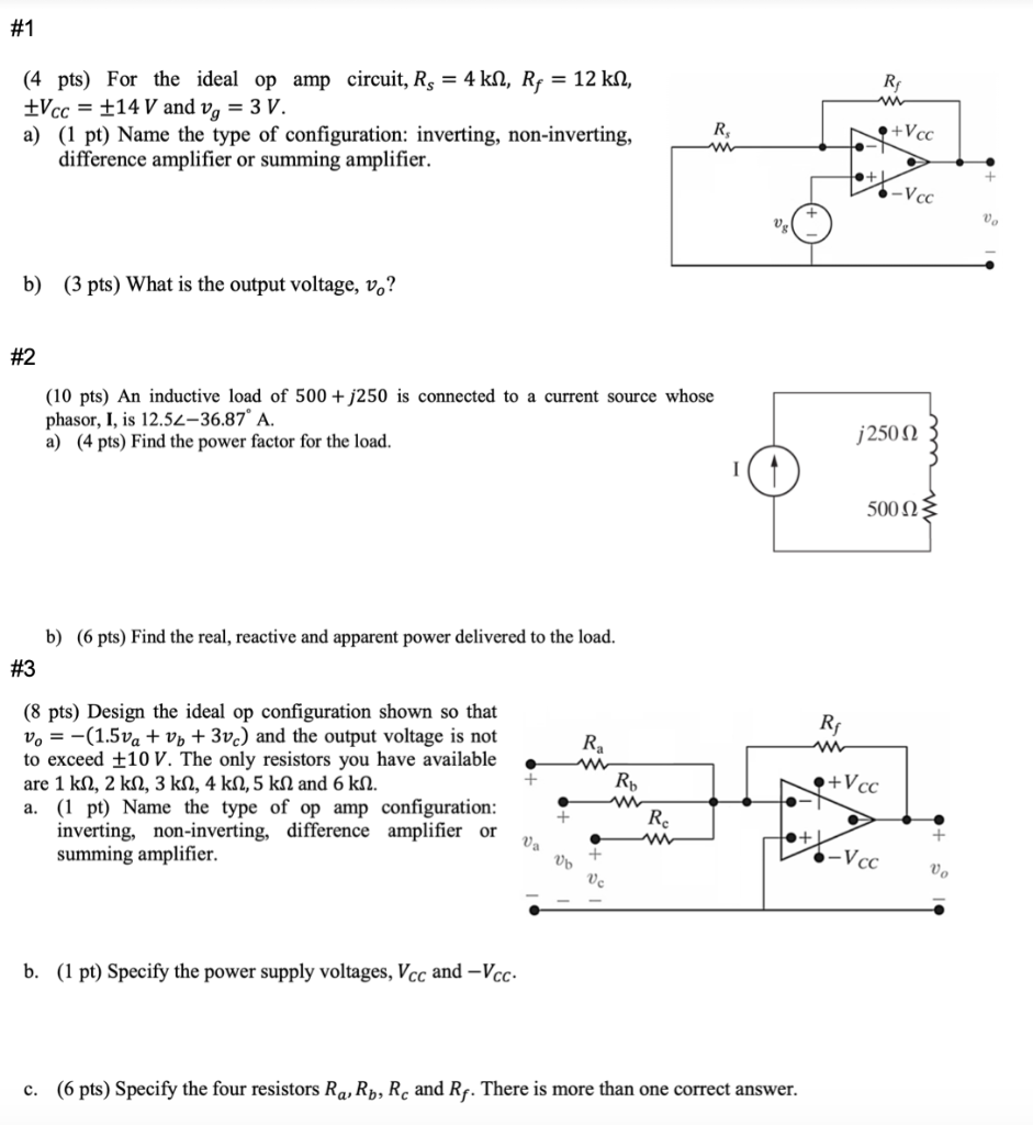 Solved #1 RA (4 pts) For the ideal op amp circuit, Rs = 4 | Chegg.com