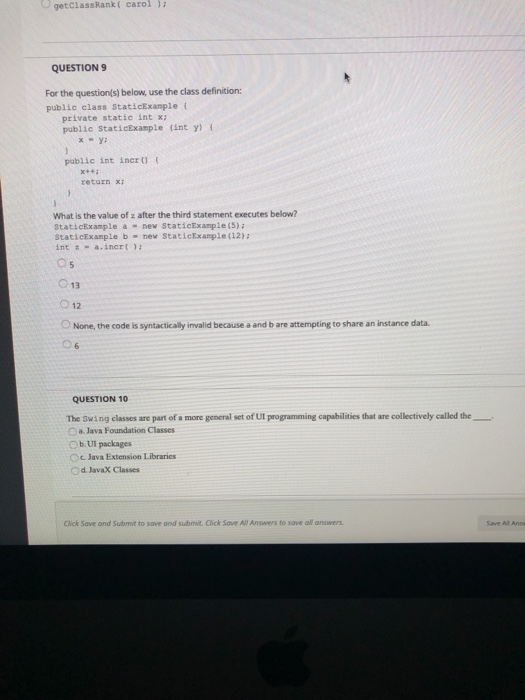 Solved QUESTION 11 2 points Save A Java main method uses the | Chegg.com