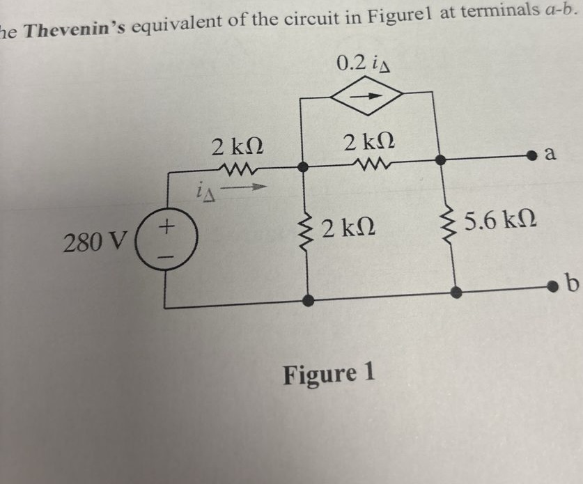 Solved Thevenin's equivalent of the circuit in Figure1 ﻿at | Chegg.com