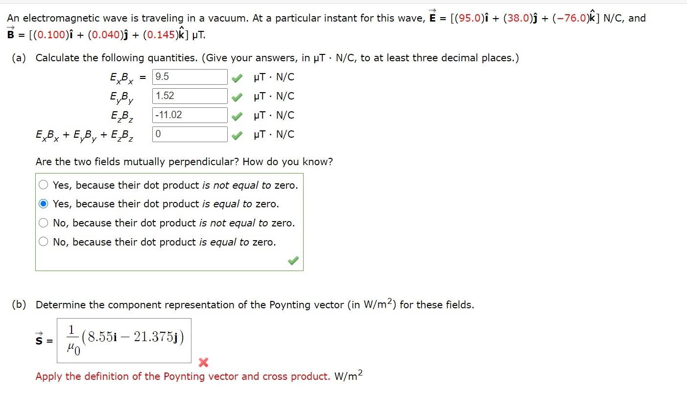 Solved An Electromagnetic Wave Is Traveling In A Vacuum Chegg Com