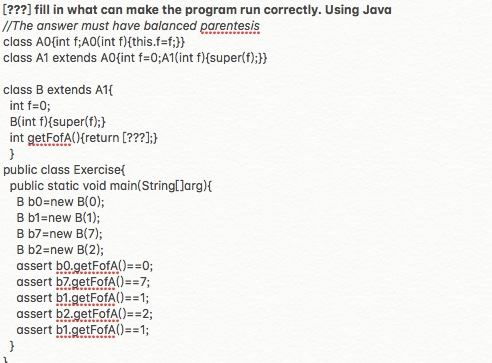 Solved [???] fill in what can make the program run | Chegg.com