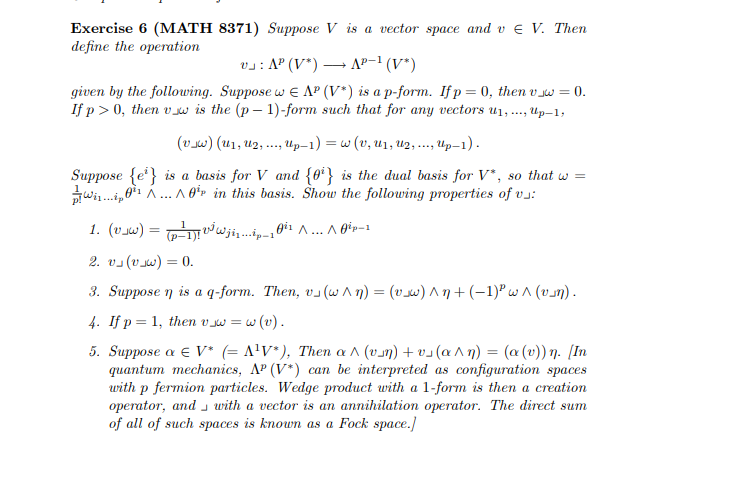 Solved Exercise 6 (MATH 8371) Suppose V Is A Vector Space | Chegg.com