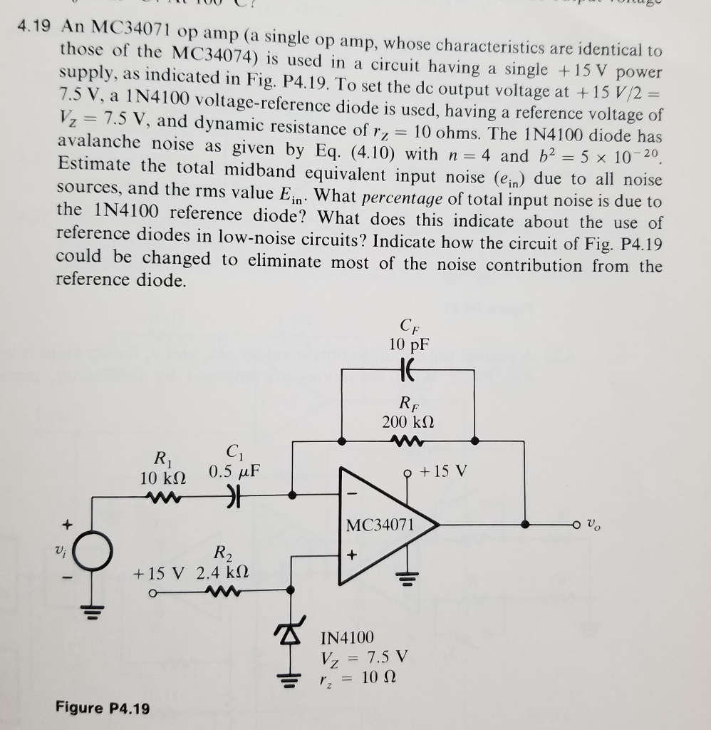 4.19 An MC34071 op amp (a single op amp, whose | Chegg.com