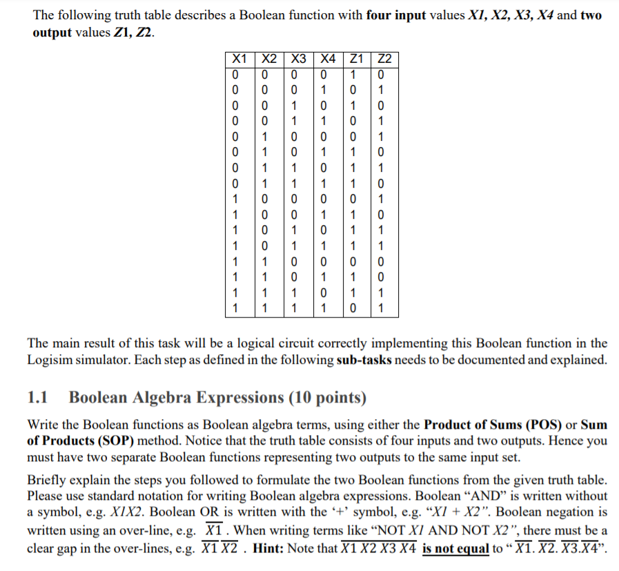 Solved The following truth table describes a Boolean | Chegg.com