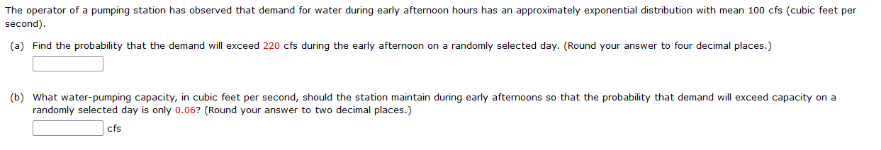 Solved The operator of a pumping station has observed that | Chegg.com