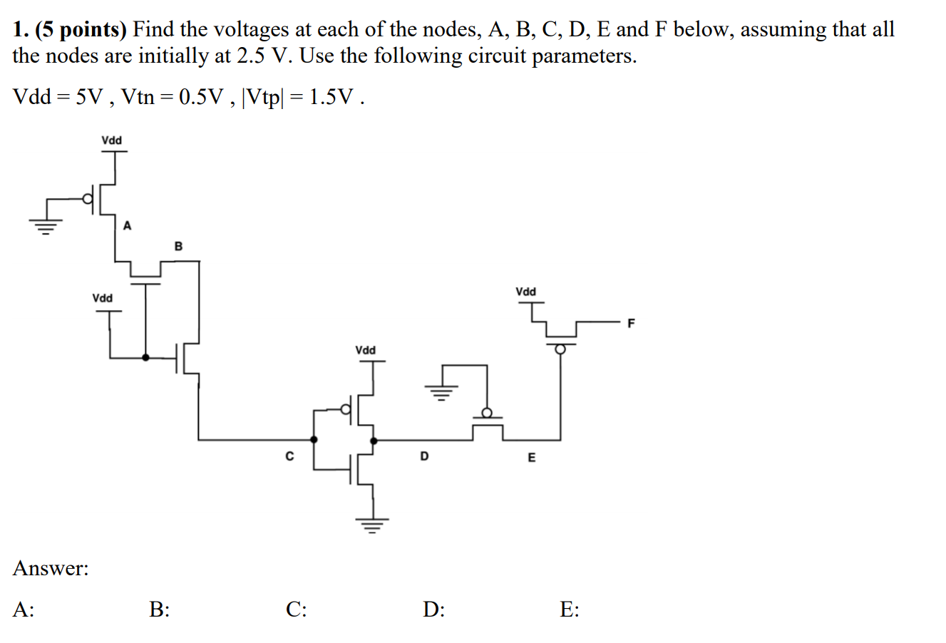 Solved 1. (5 points) Find the voltages at each of the nodes, | Chegg.com