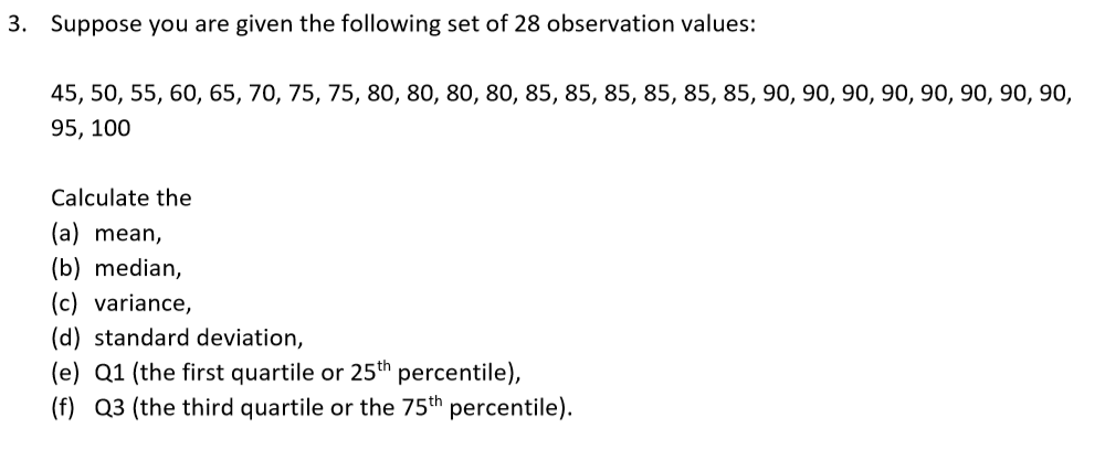 Solved 3. Suppose you are given the following set of 28 | Chegg.com