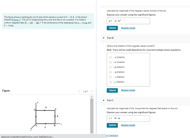 Solved calculate the magnitude of the magnetic dipole moment | Chegg.com