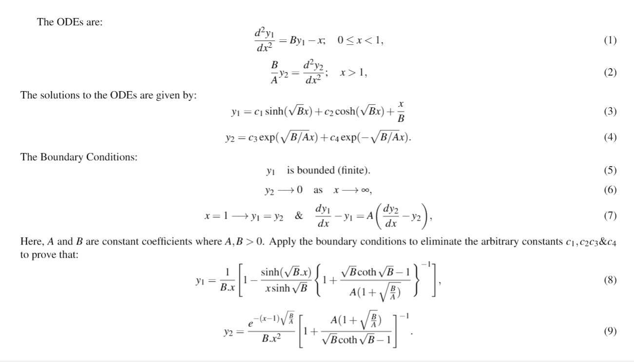 Solved Prove that the solution to the ODEs with the applied | Chegg.com