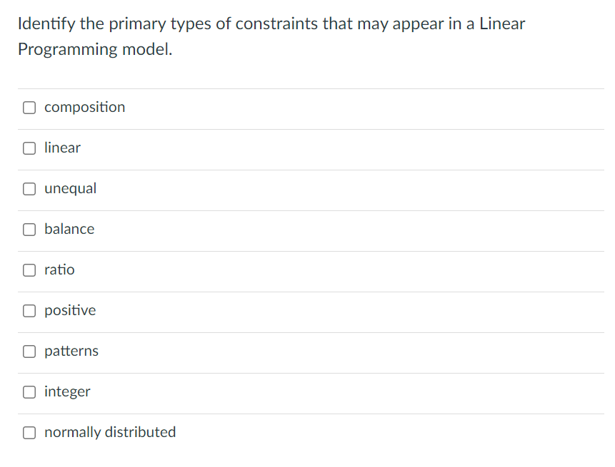 Solved Identify the primary types of constraints that may | Chegg.com