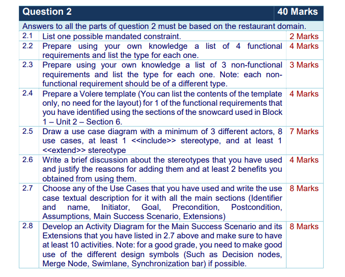 Question 2 40 Marks Answers to all the parts of | Chegg.com