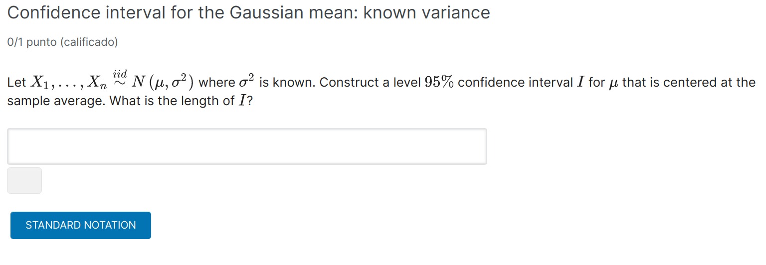 Solved Confidence interval for the Gaussian mean: known | Chegg.com