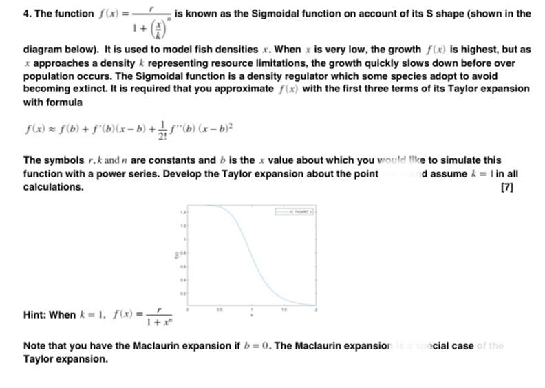 Solved 4 The Function F X Is Known As The Sigmoidal Chegg Com