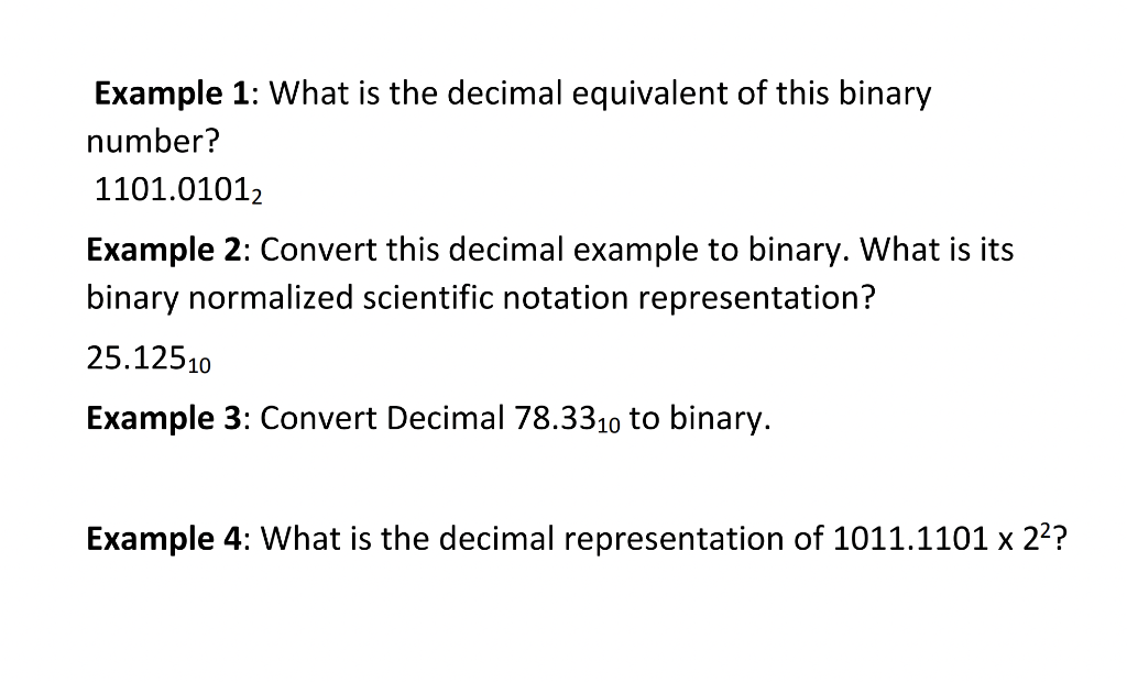 Solved Example 1: What is the decimal equivalent of this | Chegg.com